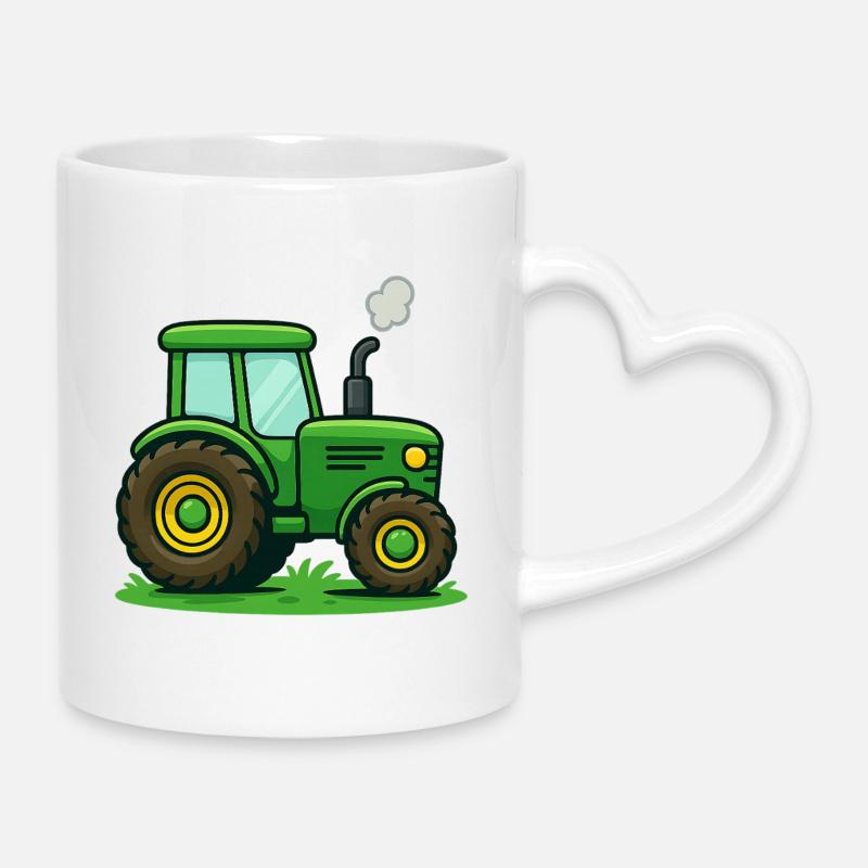 Tractor Kids Gift Idea - Mug with Heart-Shaped Handle - white
