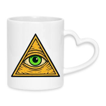 All-Seeing Eye Triangle - Mug with Heart-Shaped Handle - white - Right