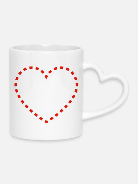 Gepunktetes Herzdesign - Tasse mit Herzhenkel - Weiß