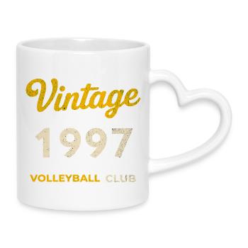 Vintage 1997 – Volleyball Club Retro Birth Year - Mug with Heart-Shaped Handle - white - Right