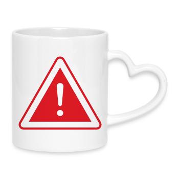 Attention! Beware Sign - Mug with Heart-Shaped Handle - white - Right
