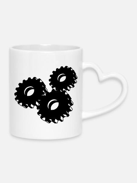 Zahnrad - Tasse mit Herzhenkel - Weiß