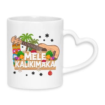 Hawaiian Ukulele Uke Christmas - Tasse mit Herzhenkel - Weiß - Rechts