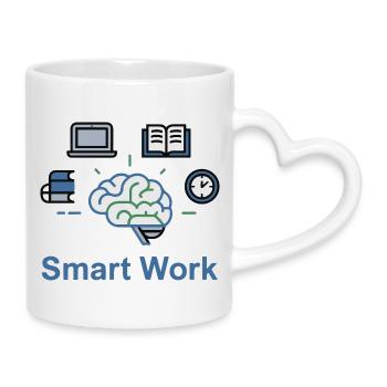 Smart Work Brain Power - Mug with Heart-Shaped Handle - white - Right