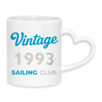 Vintage 1993 – Sailing Club Retro Year of Birth - Mug with Heart-Shaped Handle - white - Right
