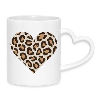 Leopardenherz-Druck - Tasse mit Herzhenkel - Weiß - Rechts