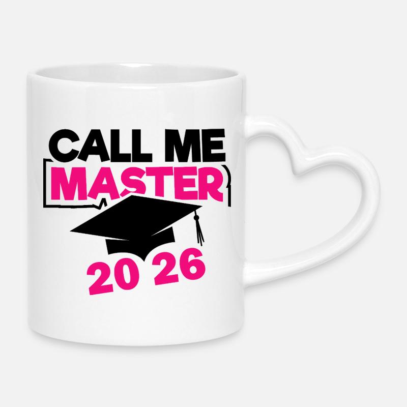 Obtention du diplôme de master en 2026 - Mug avec anse en forme de cœur - blanc