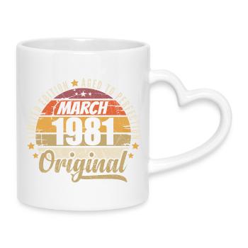 45. Anniversary 45 Years Limited Edition März 1981 - Tasse mit Herzhenkel - Weiß - Rechts
