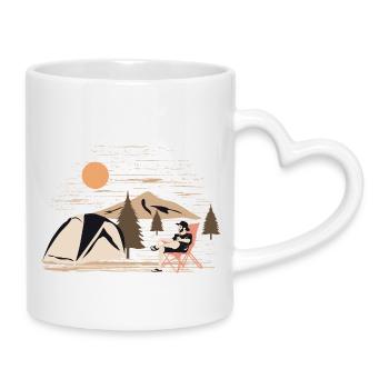 Keep Calm and Camp On Funny Camping - Mug with Heart-Shaped Handle - white - Right