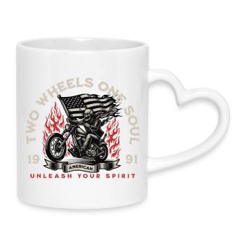 Biker Patriot American Fury - Mug with Heart-Shaped Handle - white - Right