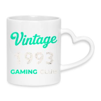 Vintage 1993 – Gaming Club Retro Birth Year - Mug with Heart-Shaped Handle - white - Right