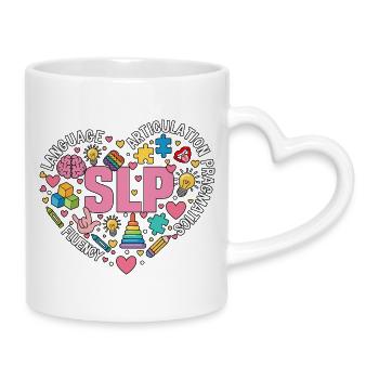 SLP Speech Therapy Speech Language Pathology - Mug with Heart-Shaped Handle - white - Right