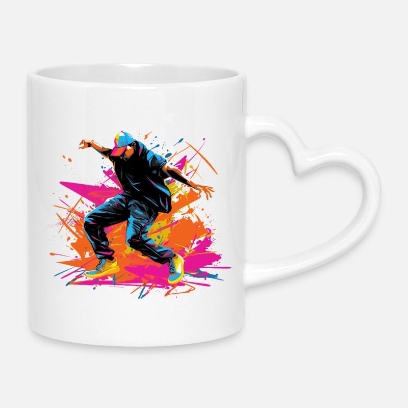 Retro B Boy Synthwave - Tasse mit Herzhenkel - Weiß