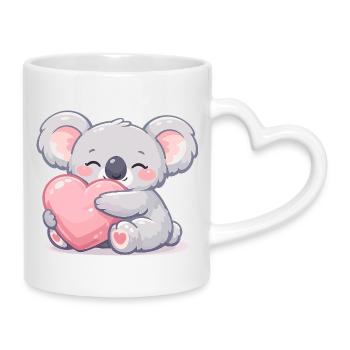Little koala cuddles heart - Mug with Heart-Shaped Handle - white - Right