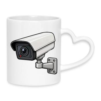 Illustration de caméra de sécurité - Mug avec anse en forme de cœur - blanc - Droite