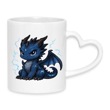 Blau Blitzdrache - Tasse mit Herzhenkel - Weiß - Rechts