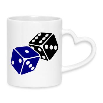 Blue Cube Minimal Design - Mug with Heart-Shaped Handle - white - Right