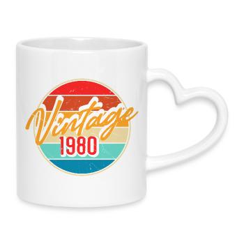 Vintage 1980s Retro Design 80s - Mug with Heart-Shaped Handle - white - Right