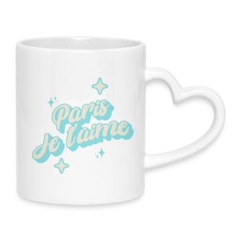 Paris I Love You - Sky Blue - Mug with Heart-Shaped Handle - white - Right