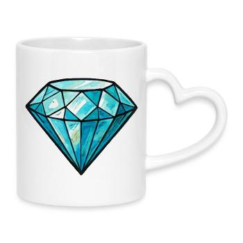 Aquarelle Cristal Diamant - Mug avec anse en forme de cœur - blanc - Droite