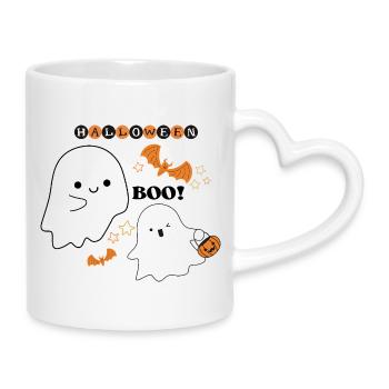 Scène d’Halloween de petits fantômes - Mug avec anse en forme de cœur - blanc - Droite