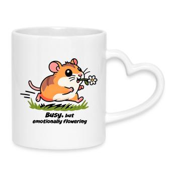 Hamster im Wettlauf zur Arbeit - Tasse mit Herzhenkel - Weiß - Rechts