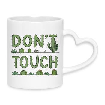 Do Not Touch — Green Cactus - Mug with Heart-Shaped Handle - white - Right