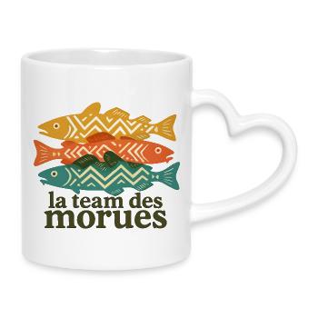 Trikolores geometrisches Kabeljau - Tasse mit Herzhenkel - Weiß - Rechts
