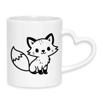 Fuchs Niedlich - Tasse mit Herzhenkel - Weiß - Rechts