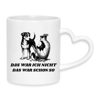 Design de chien drôle – « Ce n’était pas moi » - Mug avec anse en forme de cœur - blanc - Droite