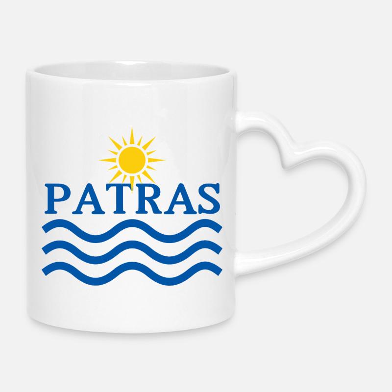 Patras Sun and Waves  - Mug with Heart-Shaped Handle - white