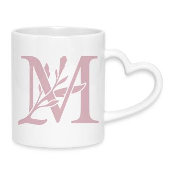 Monogramme floral LM - Mug avec anse en forme de cœur - blanc - Droite