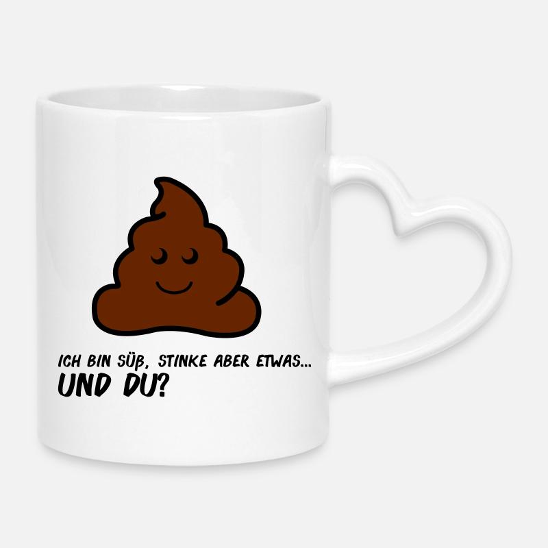 Friendly Poo AA Face de comique - Mug avec anse en forme de cœur - blanc