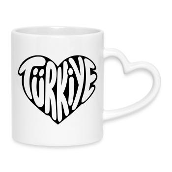 Türkiye, Turkey Heart Font Design - Mug with Heart-Shaped Handle - white - Right