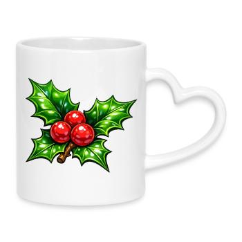 Houx aux baies - Mug avec anse en forme de cœur - blanc - Droite
