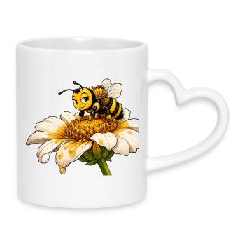 bee honey beekeeper honeycomb flowers meadow insect - Mug with Heart-Shaped Handle - white - Right