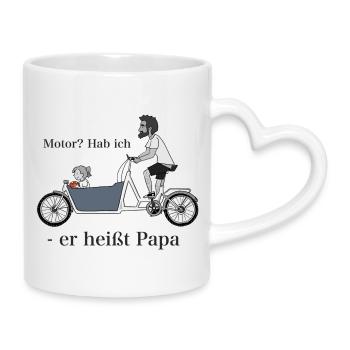 Papa sur vélo cargo - Mug avec anse en forme de cœur - blanc - Droite