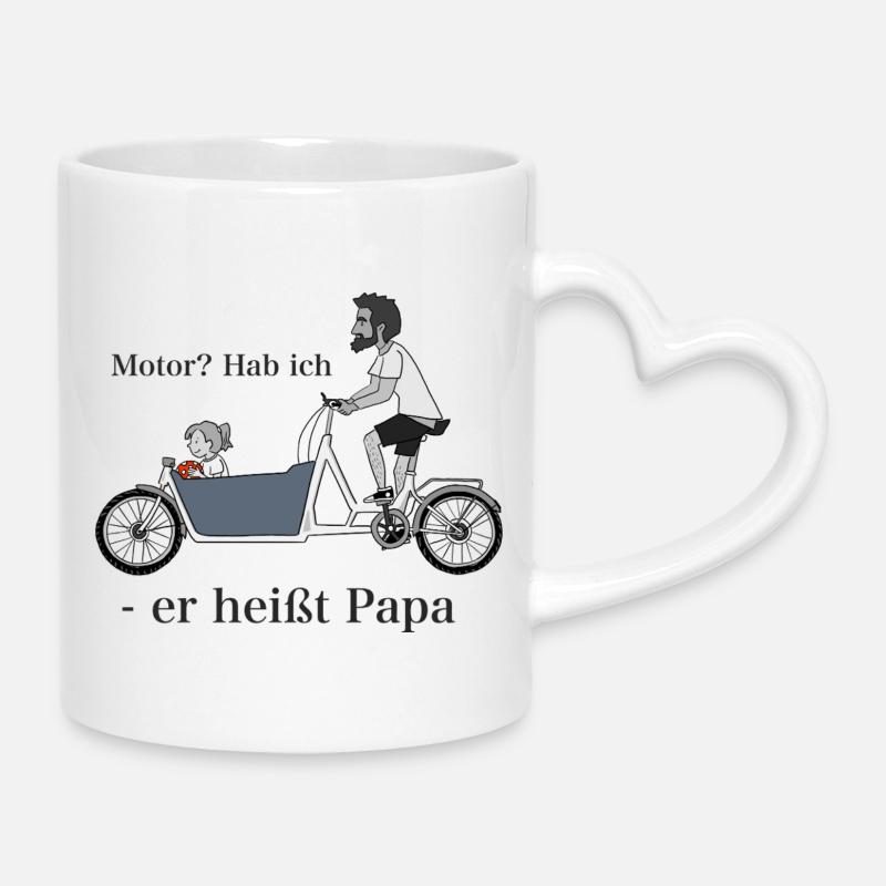 Papa sur vélo cargo - Mug avec anse en forme de cœur - blanc