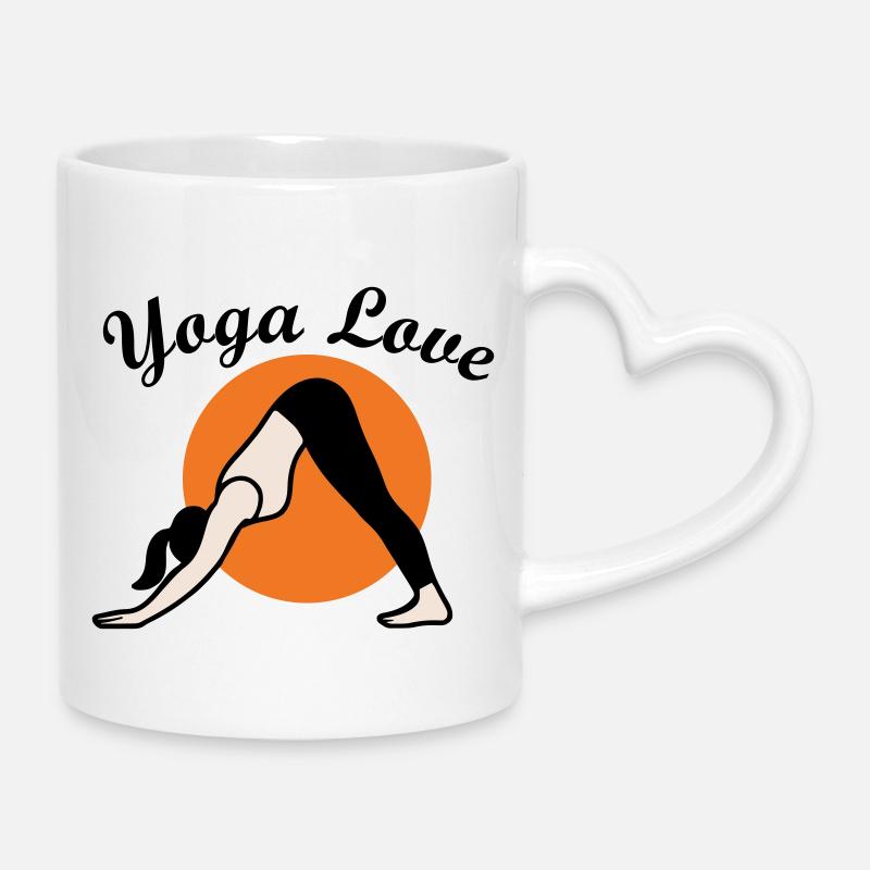Yoga - Mug with Heart-Shaped Handle - white