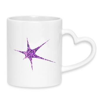 Lila Glitzer Starburst Funkeln - Tasse mit Herzhenkel - Weiß - Rechts