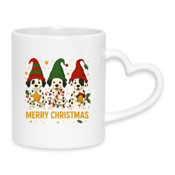 Süßes Dalmatiner Weihnachtsdesign - Tasse mit Herzhenkel - Weiß - Rechts