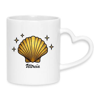 Jakobsmuscheln auf dem Jakobsweg - Tasse mit Herzhenkel - Weiß - Rechts
