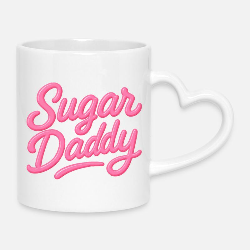Sugar Daddy – Candy Pink Typo - Mug with Heart-Shaped Handle - white