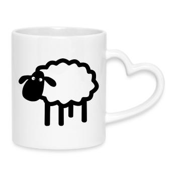 Silhouette du mouton blanc - Mug avec anse en forme de cœur - blanc - Droite