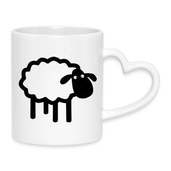 Silhouette du mouton coucou - Mug avec anse en forme de cœur - blanc - Droite