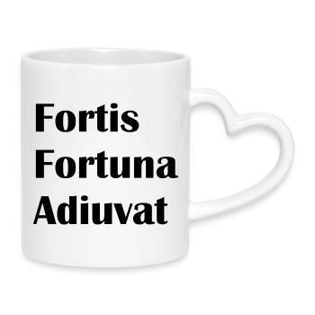 Fortis Fortuna Adiuvat - Tasse mit Herzhenkel - Weiß - Rechts