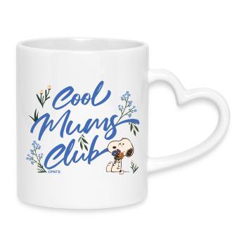 Peanuts Cool Mums Club With Flowers And Snoopy - Mug with Heart-Shaped Handle - white - Right