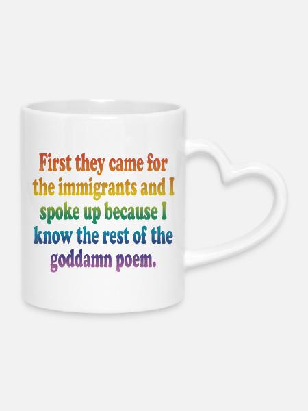 Rainbow Courage Zitat-Tee - Tasse mit Herzhenkel - Weiß