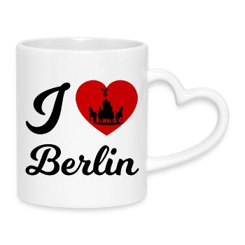 Berliner Herz-Kutschen-Silhouette - Tasse mit Herzhenkel - Weiß - Rechts