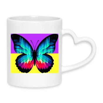 papillon - Mug avec anse en forme de cœur - blanc - Droite